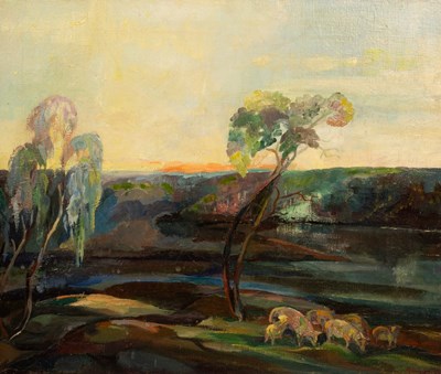 Lot 208 - Alba Malm Dahlqvist (1897-1986)/Sheep Grazing...