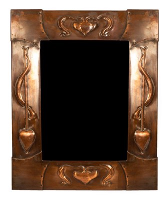 Lot 378 - An Arts & Crafts style copper mirror, the...