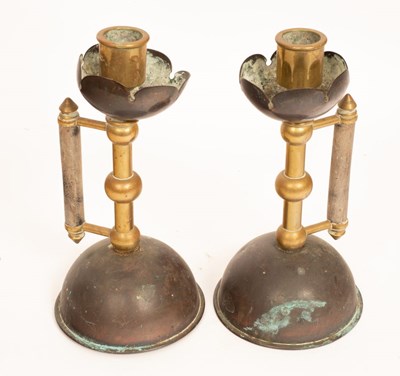 Lot 382 - Two pairs of Aesthetic movement candlesticks...