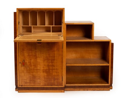 Lot 437 - A Heals bureau/bookcase, circa 1935, sycamore...