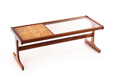 Lot 467 - G-Plan, a tiled and smoked glass coffee table,...