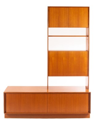 Lot 468 - G Plan, a teak shelving unit in two sections,...