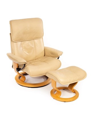 Lot 477 - An Ekornes Stressless cream leather...