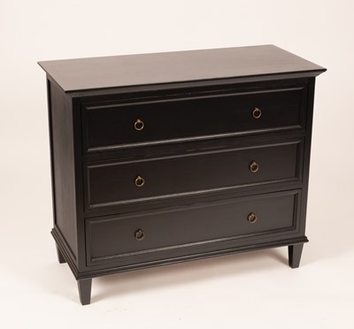 Lot 507 - An ebonised chest of three long drawers, 100cm...