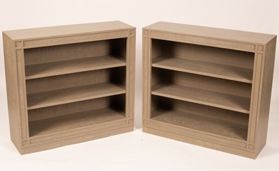 Lot 508 - A pair of painted open bookcases by Oka, 90cm...