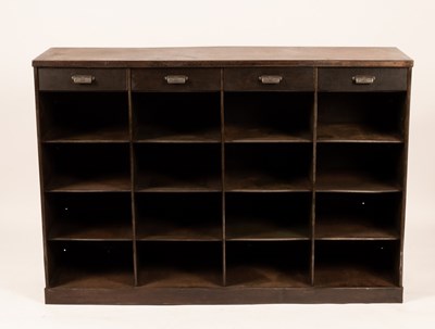 Lot 511 - A set of industrial metal shelves, later...