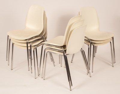 Lot 512 - A set of ten white stacking chairs, by Ikea