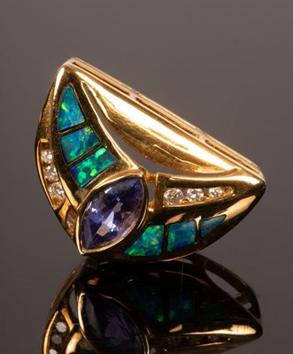 Lot 21 - A multi-gem set pendant of modern design, the...