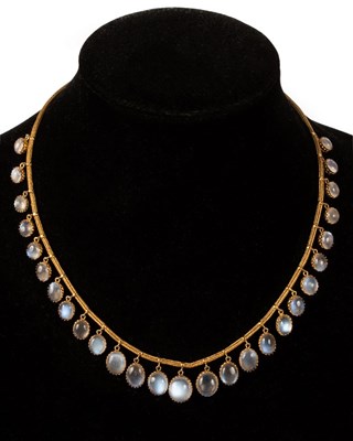 Lot 36 - A late 19th Century moonstone fringe necklace,...