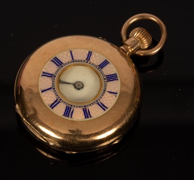 Lot 69 - A lady's 18k gold half-hunter pocket watch,...