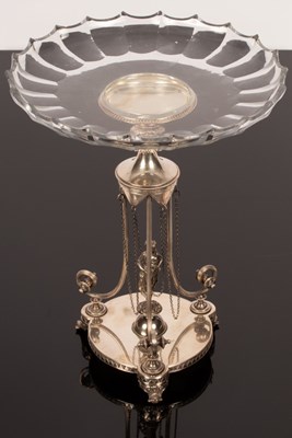 Lot 84 - A silver plated table centrepiece, the glass...