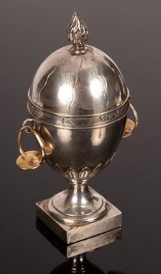 Lot 88 - A silver coloured metal egg-shaped urn with...