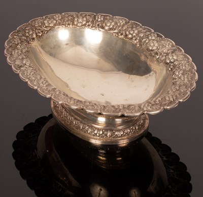 Lot 95 - An Indian white metal oval fruit bowl, with...