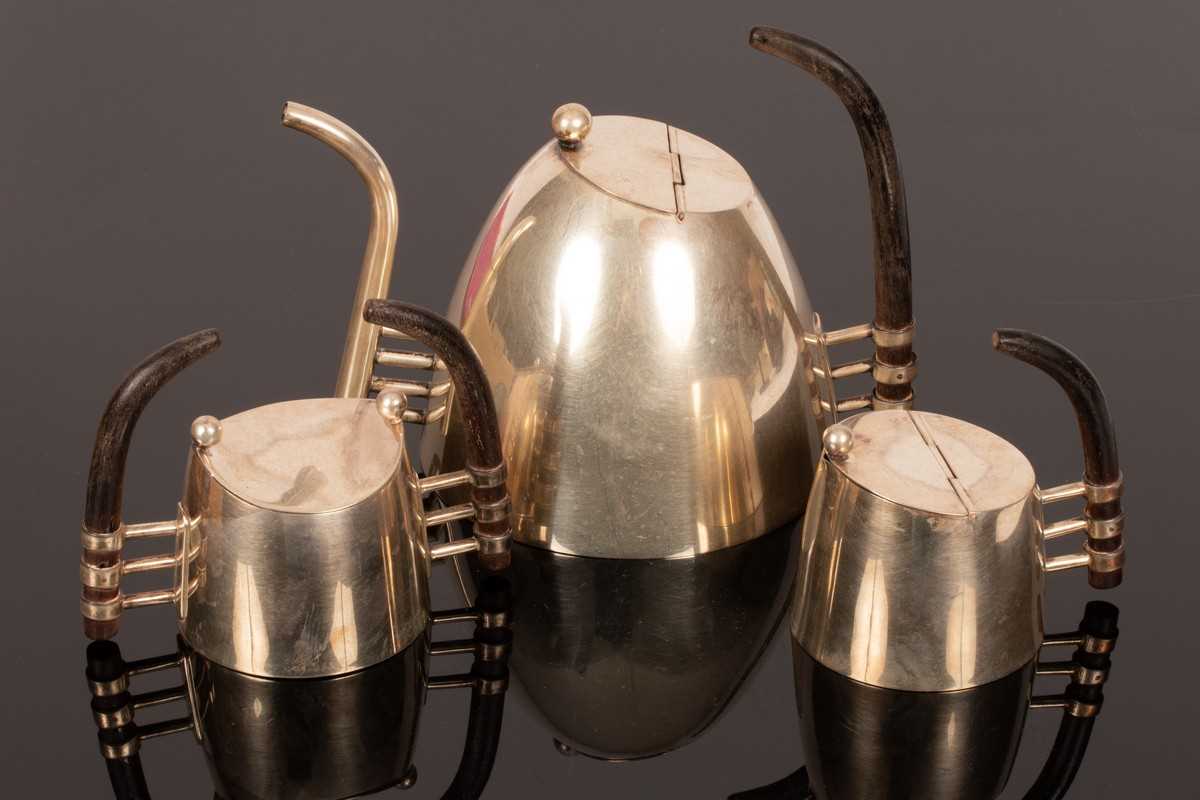 Lot 97 - An Indian silver three-piece tea set, Whorra...