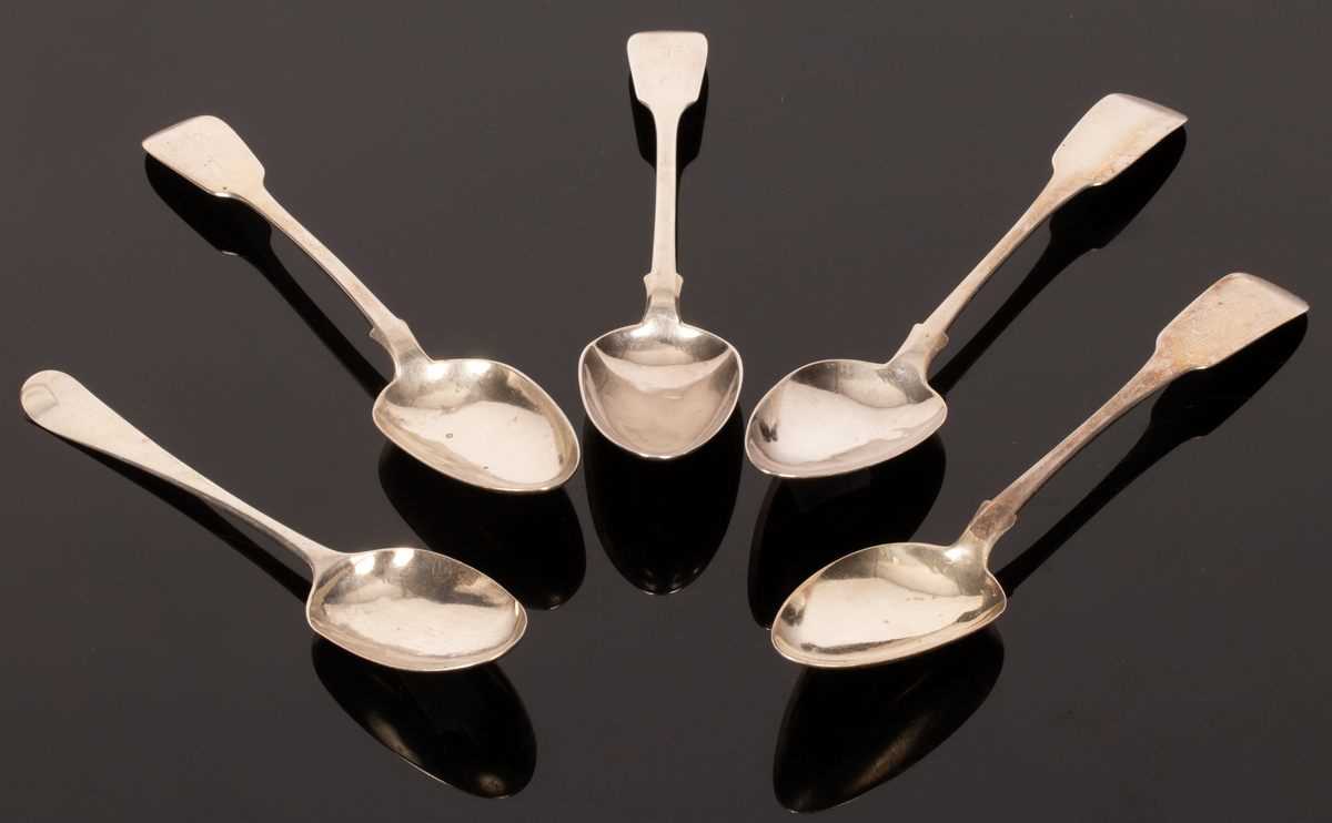 Lot 103 - A pair of George III fiddle pattern silver...