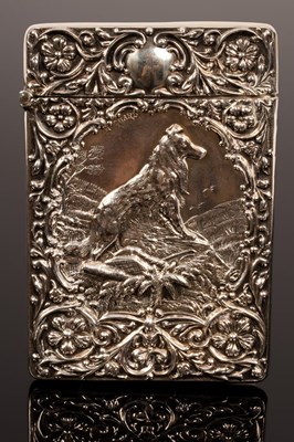 Lot 106 - An embossed silver visiting card case,...