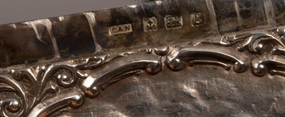 Lot 107 - A castle top embossed silver visiting card...
