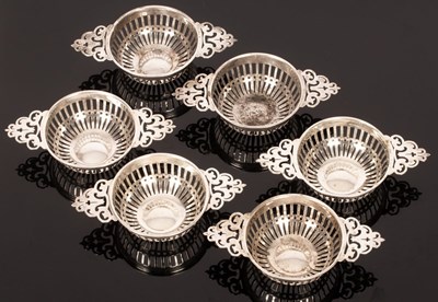 Lot 112 - Six silver sweetmeat dishes, William Comyns,...