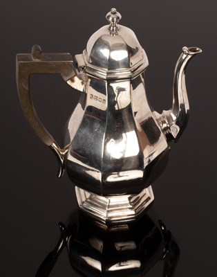 Lot 123 - An octagonal pear-shaped silver coffee pot,...