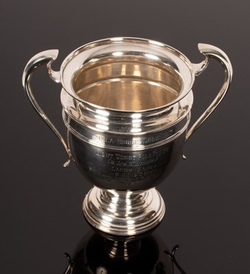 Lot 124 - A two-handled pedestal silver prize cup,...