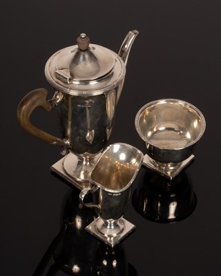 Lot 157 - An Edwardian three-piece silver coffee set,...