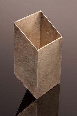 Lot 163 - A silver box of geometric cut cube form,...