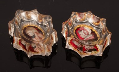 Lot 200 - A pair of marriage glass trencher salts, late...