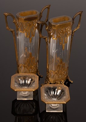 Lot 202 - A pair of 1930s gilt metal mounted two-handled...