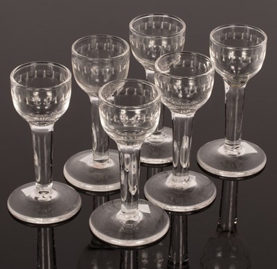 Lot 203 - Six 18th Century cordial glasses with cut...