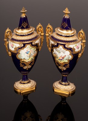 Lot 225 - A pair of Royal Crown Derby vases and covers...