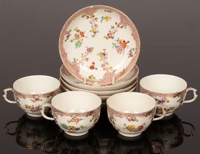 Lot 237 - A quantity of Berlin teaware with floral...