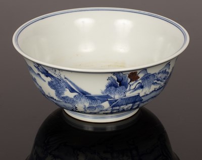 Lot 239 - A Chinese blue and white and under glazed red...