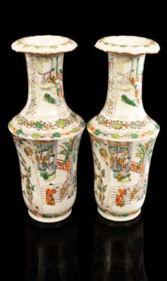 Lot 265 - A pair of 19th Century famille verte vases, of...