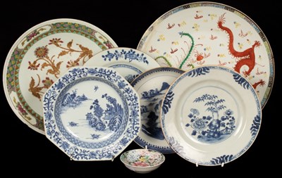 Lot 278 - Seven Chinese porcelain plates,18th & 19th...