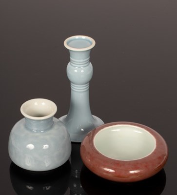 Lot 306 - Three monochrome Chinese scholar's porcelain...