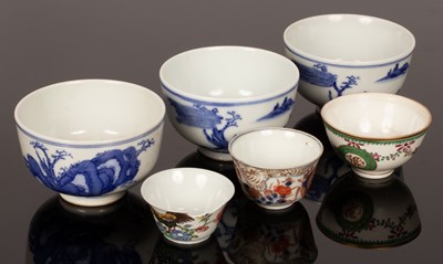 Lot 314 - Three Chinese blue and white bowls, 10.5cm...