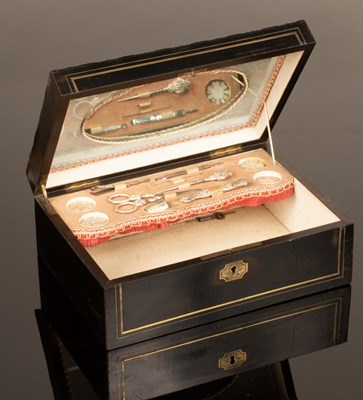 Lot 357 - A mid 19th Century French actresses sewing box,...