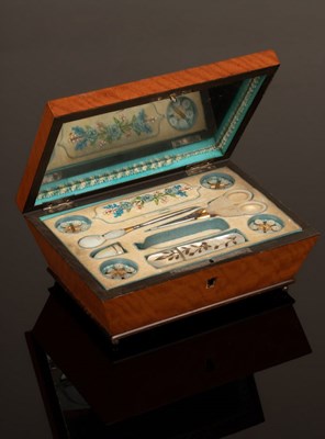 Lot 368 - A 19th Century satinwood Palais Royal sewing...