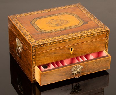 Lot 376 - A 19th Century Tunbridge ware rosewood workbox,...