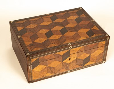 Lot 395 - An early 19th Century parquetry workbox of...