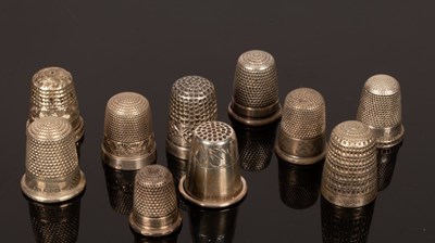 Lot 428 - Ten silver thimbles, various makers, assay...