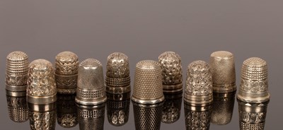 Lot 434 - Ten silver thimbles, Charles Horner, Chester...