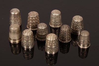 Lot 435 - Ten silver thimbles, Charles Horner, Chester...