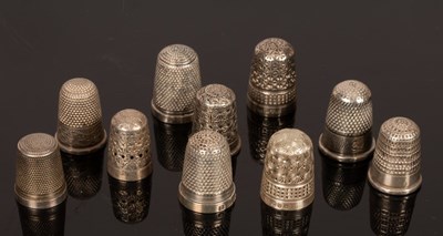 Lot 436 - Ten silver thimbles, Charles Horner, Chester...