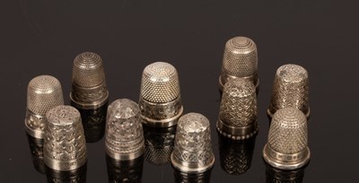 Lot 437 - Ten silver thimbles, Charles Horner, Chester...