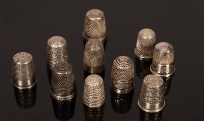 Lot 438 - Ten silver thimbles, Charles Horner, Chester...