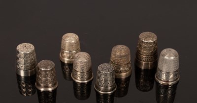 Lot 440 - Eight silver thimbles, Charles Horner, Chester...