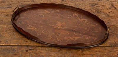 Lot 476 - An Edwardian mahogany and inlaid tray with...