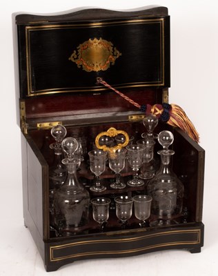 Lot 496 - A late 19th Century French ebonised liqueur...