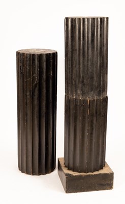 Lot 509 - An ebonised plinth of fluted form and two...